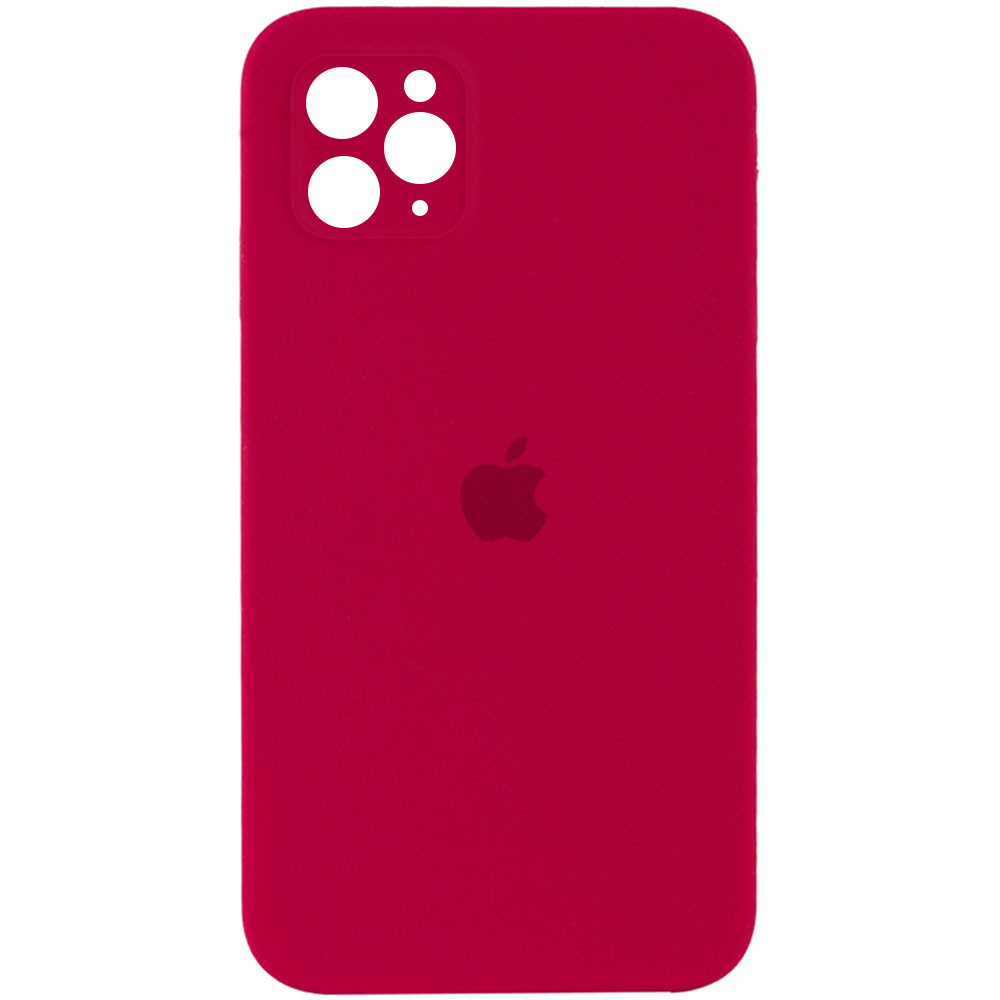 Silicone Case Square Full Camera Protective (AA) для iPhone 11 Pro (Rose Red)-0